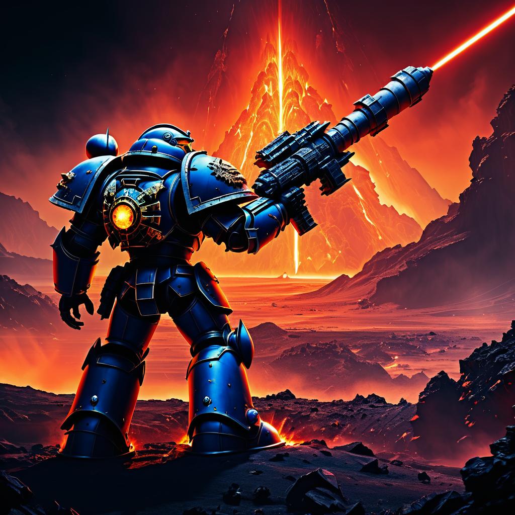 Epic Space Marine in Volcanic Battleground