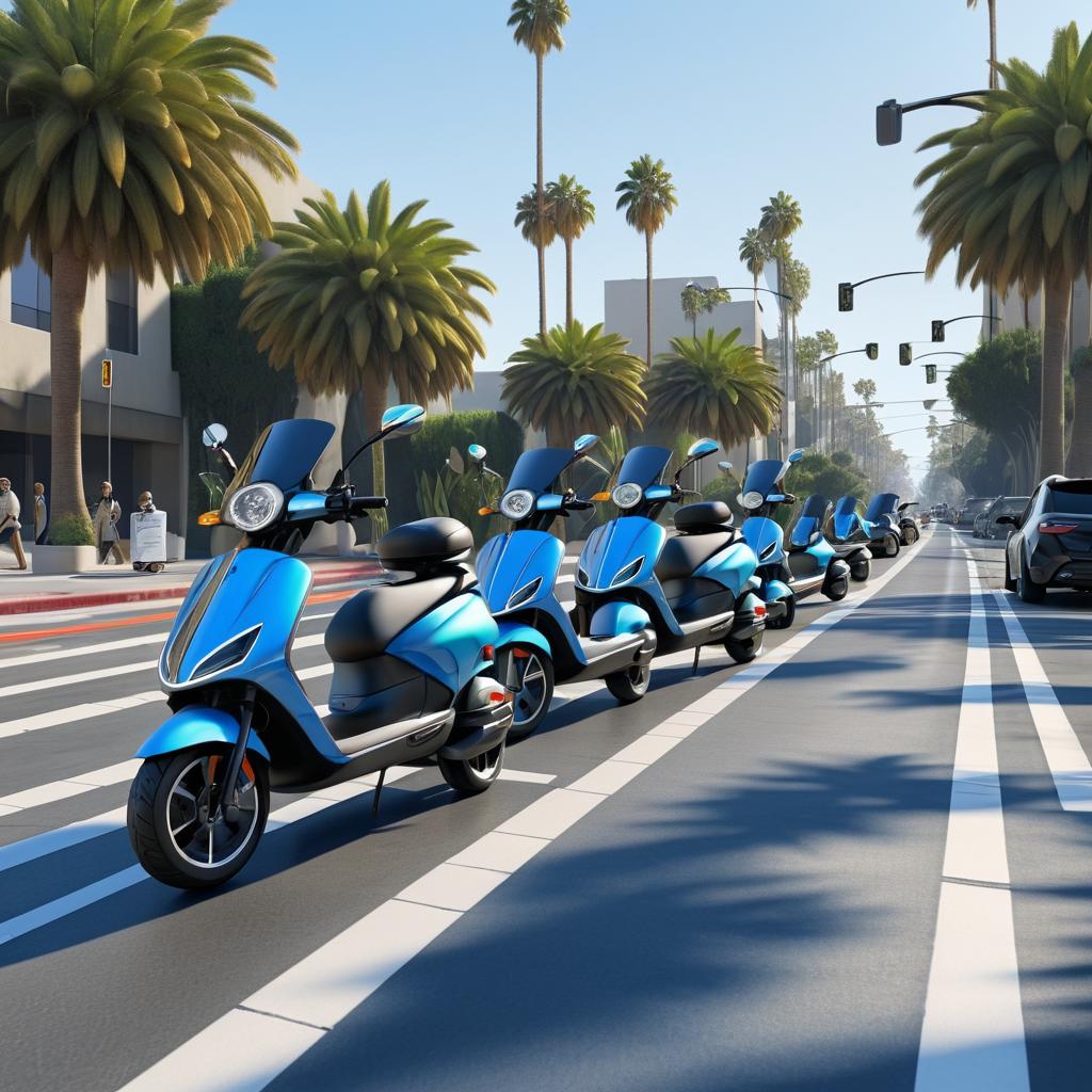 Vivid LA Traffic Scene with Scooters