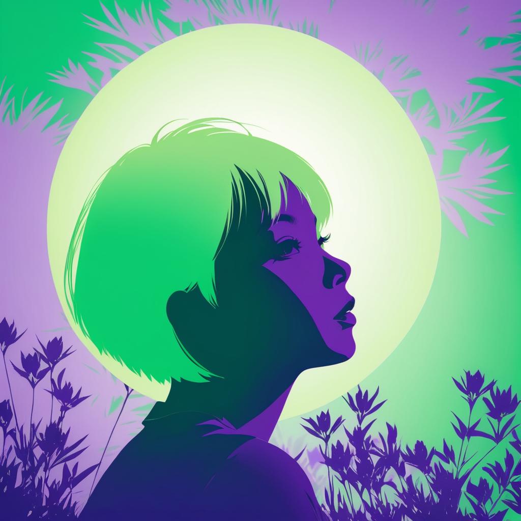 Vibrant Silhouette Portrait of Asian Woman