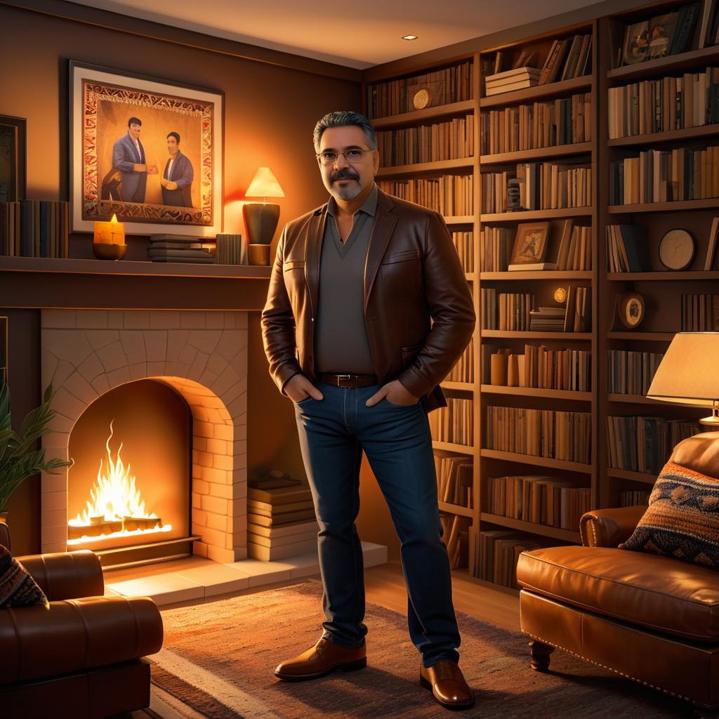 Cozy Portrait of Middle-Aged Hispanic Man