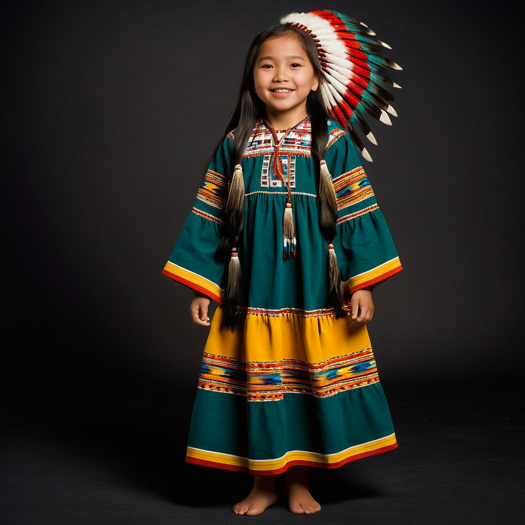 Joyful Native Child in Colorful Regalia