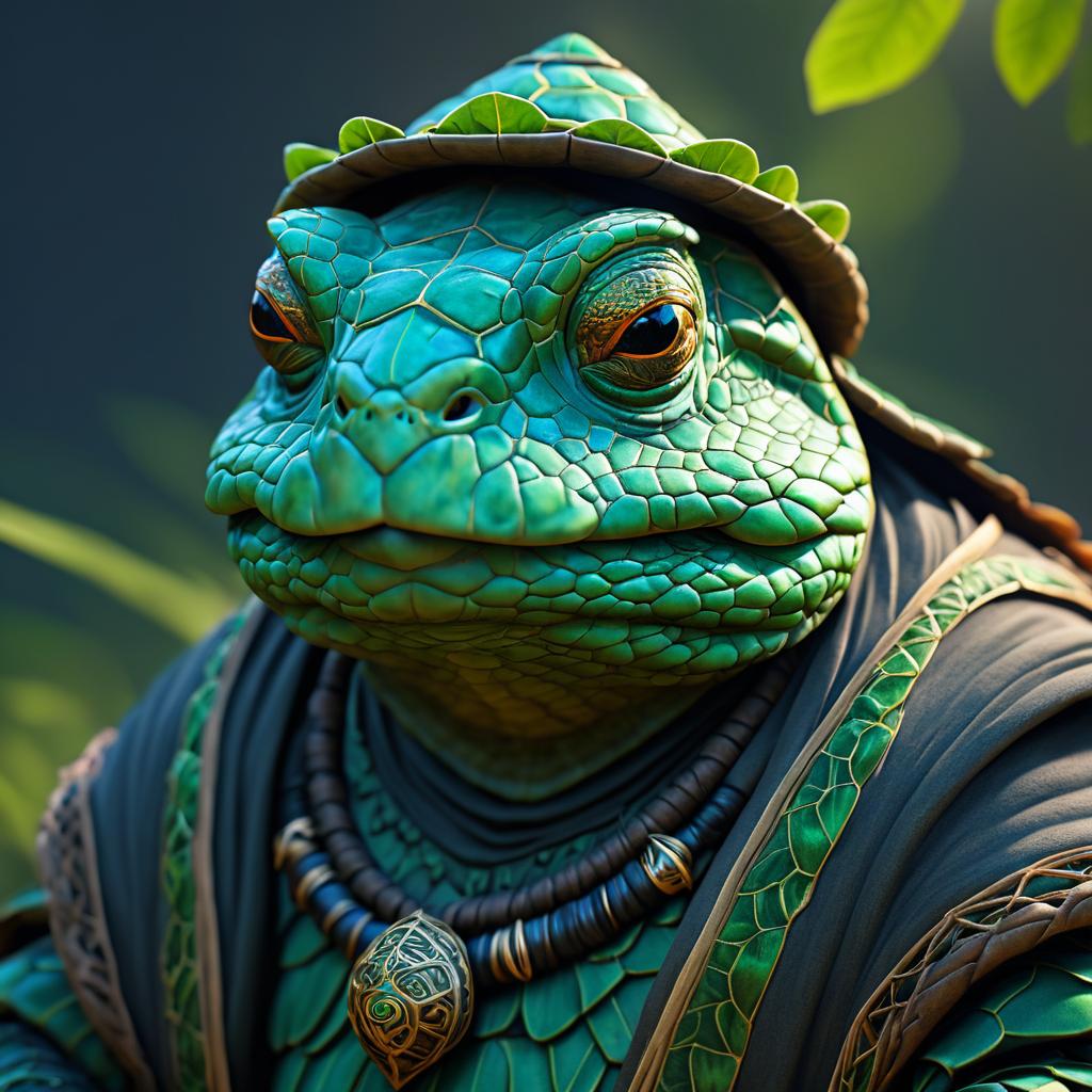 Realistic Portrait of a Wise Tortoise Sage