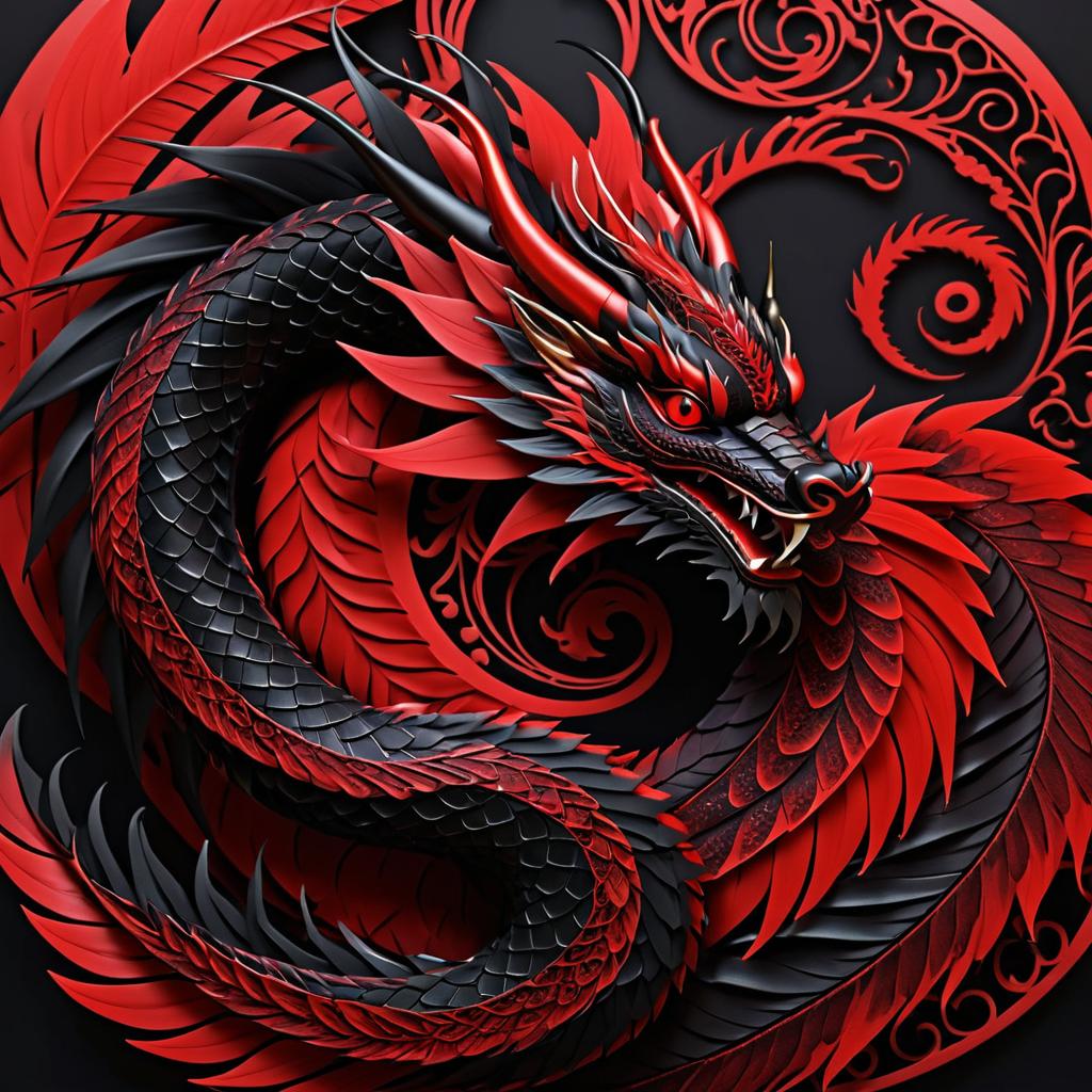 Exotic Red and Black Dragon Design