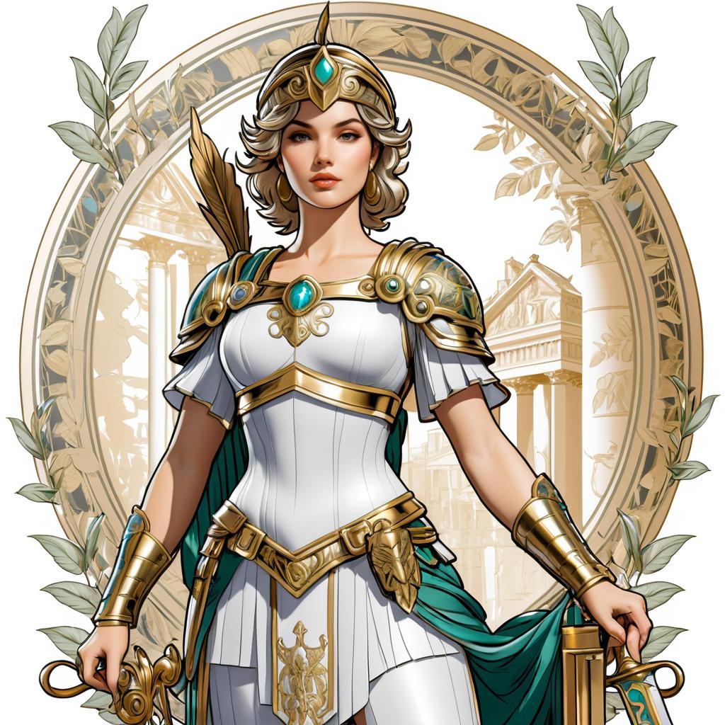 Athena in Rococo Art Style Illustration