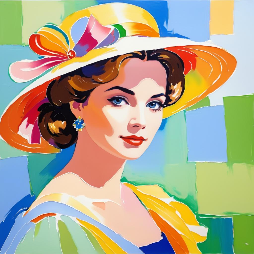 Elegant Lady in Colorful Gouache Style