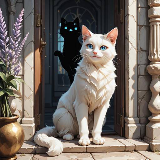 Elegant Fluffy White Cat in Soft Light Elegant Fluffy White Cat in Soft Light