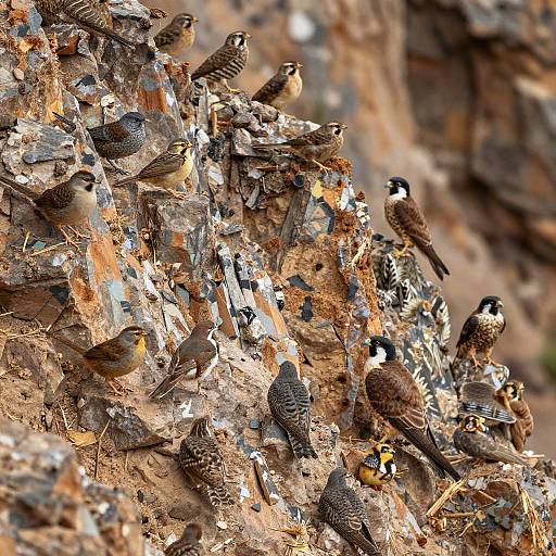 Surreal Rocky Desert Cliff with Birds