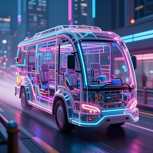 Transparent Futuristic Cyberpunk Vehicle