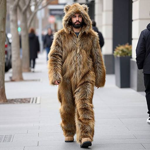 Man in Furry Outfit Walking