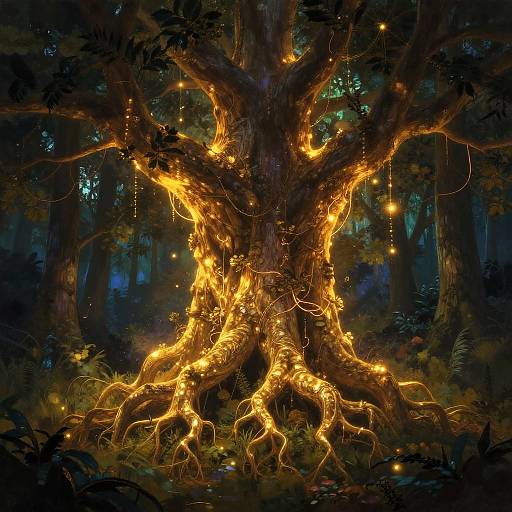 Enchanted Glowing Tree Roots