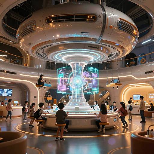 Futuristic Playground Inside Giant Spaceship