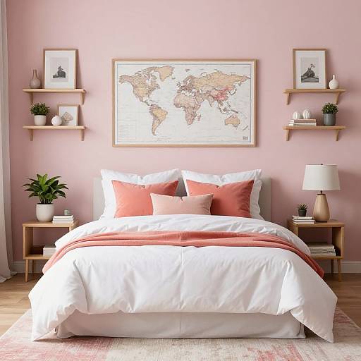 Cozy Bedroom with Coral Accents