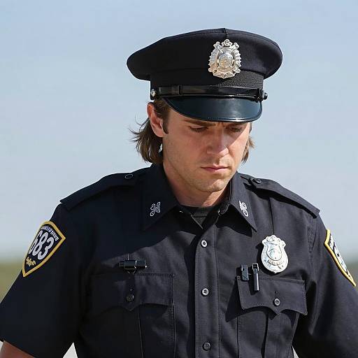 Serious Male Police Officer in Uniform