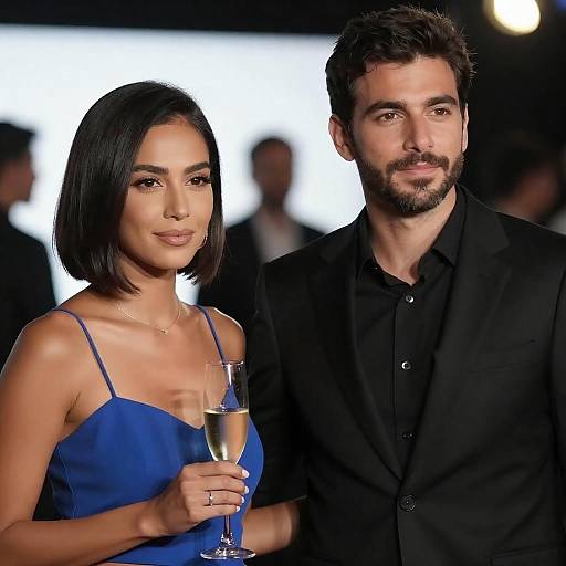 Champagne Toast in Dimly Lit Room