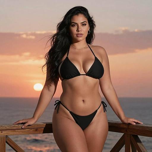 Curvy Woman at Sunset Deck