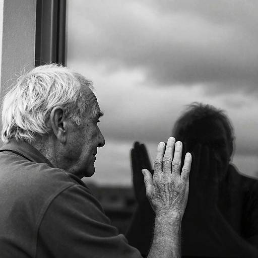 Elderly Man's Reflection in Window