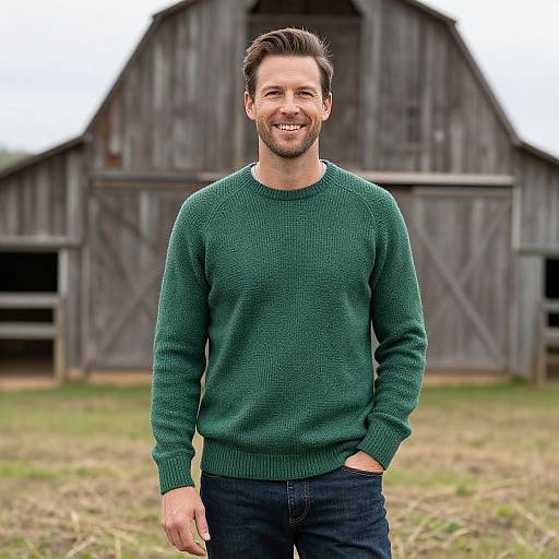 Smiling Man in Rustic Countryside