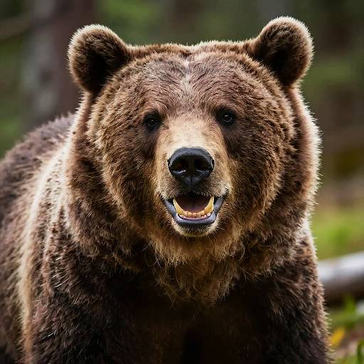 Warm Grinning Brown Bear Close-Up