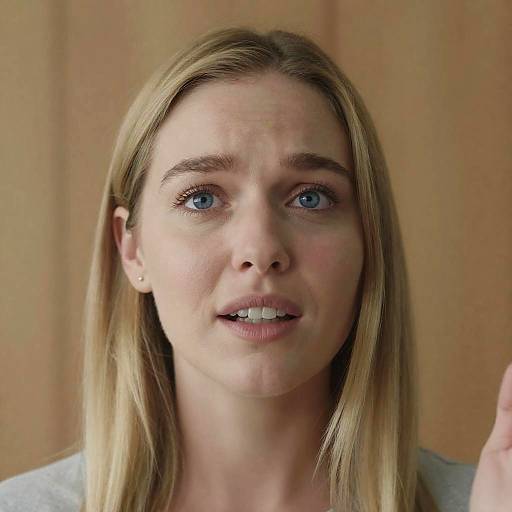 Anxious Blonde Woman Close-Up Shot