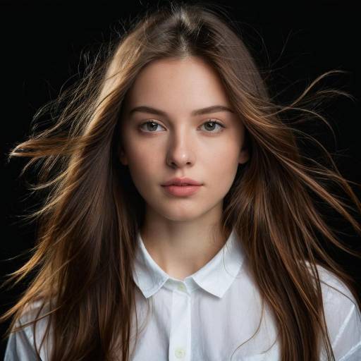 Realistic Portrait of a Brown-Haired Girl