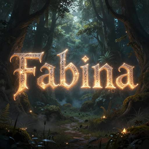 Fantasy forest scene with glowing, illuminated 