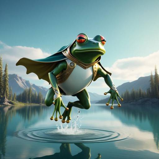Mechanical Frog Leaping Over Serene Lake Mechanical Frog Leaping Over Serene Lake