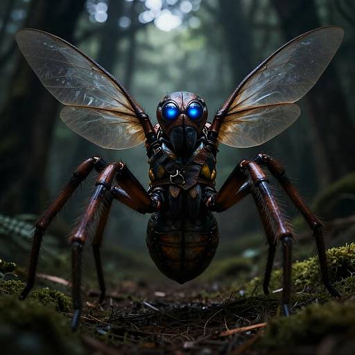 CGI Spider-Human Hybrid in Dark Forest