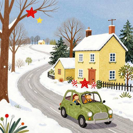 Snowy Road with Candy Star House