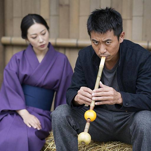 Cultural Portrait in Rustic Bamboo Setting