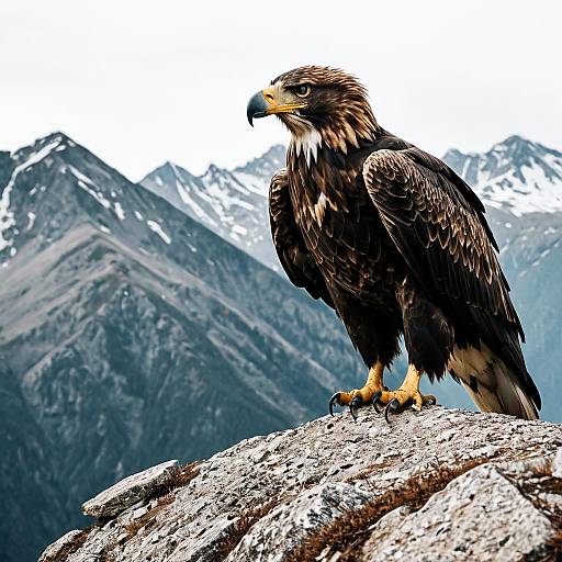 Golden Eagle Perched on Mountain Rock
