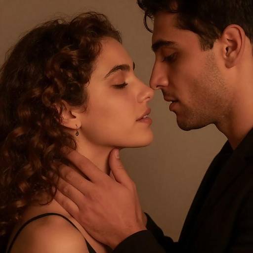 Intimate Close-Up of a Passionate Couple