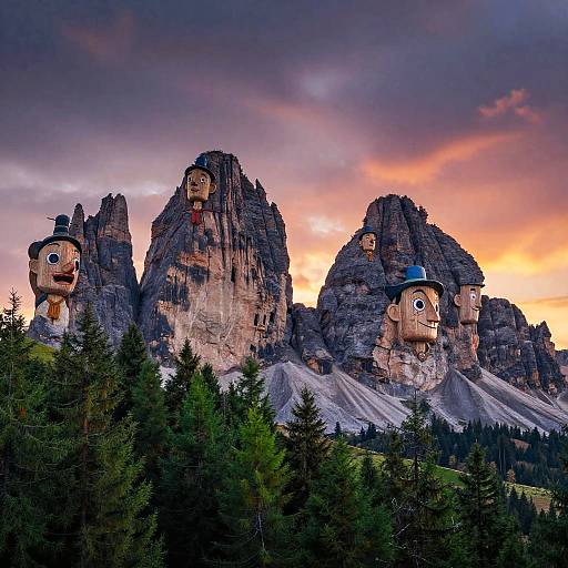 Surreal Pinocchio Puppet Mountains