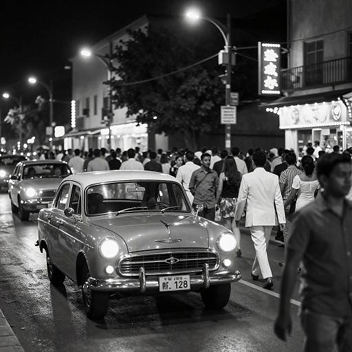 Vintage Nighttime Street Scene