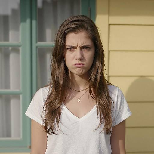 Serious Young Woman by Window