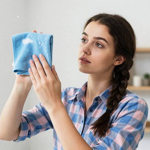 Thoughtful Woman Cleaning Window