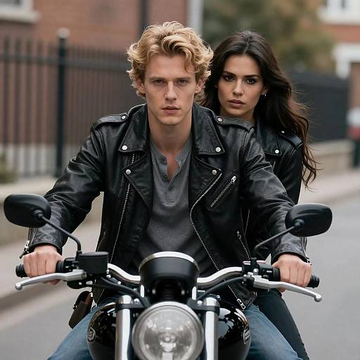 Intense Motorcycle Ride Duo Portrait