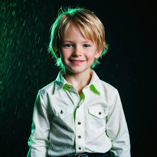 Smiling Boy in Wet White Shirt in Rain