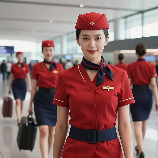 Photorealistic Air Hostess in Modern Airport