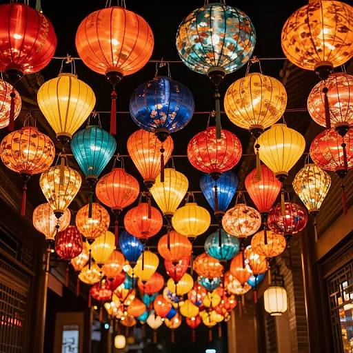Vibrant Multi-Colored Lantern Display