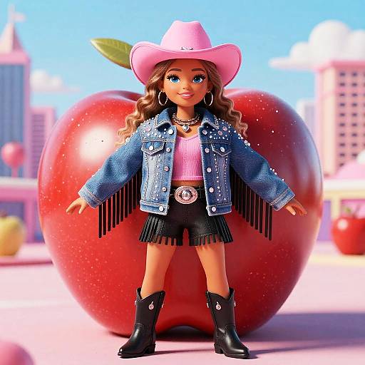 Glamorous Cowgirl in Cityscape