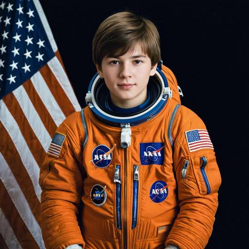 Realistic Male Astronaut in Orange Jumpsuit