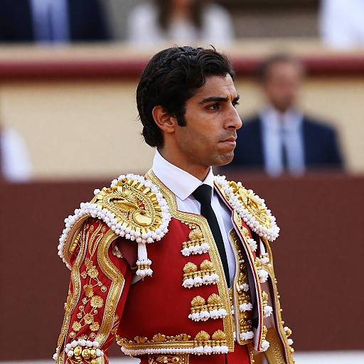 Male Matador in Red Embroidered Jacket