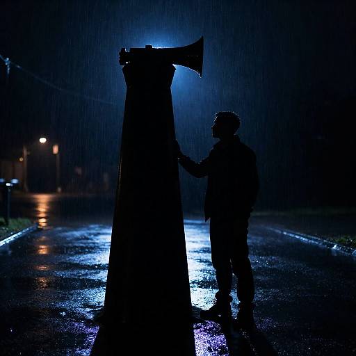 Mysterious Rainy Night Silhouette