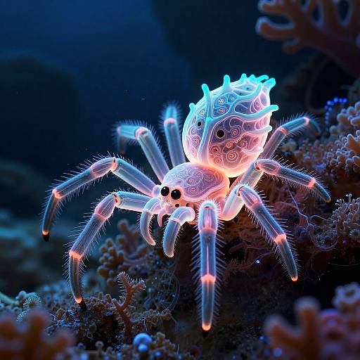 Surreal Luminescent Coral Spider