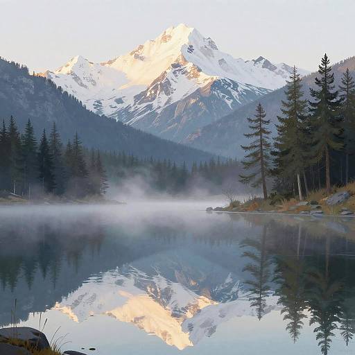 Misty Mountain Lake at Dawn