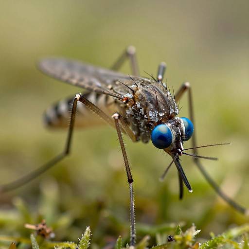 Close-Up Macro of Mosquito with Blue Eyes