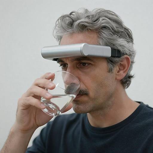 Middle-Aged Man with Futuristic Headset