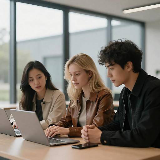 Three Professionals Reviewing Document in Glass Room