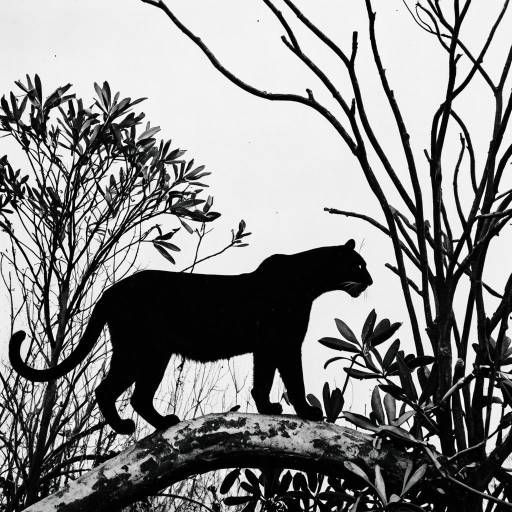 Monochrome Panther with Abstract Elements