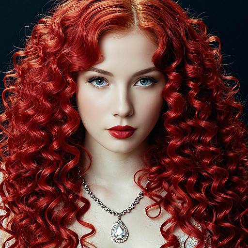 Vibrant Red Wave Wig with Jewelry